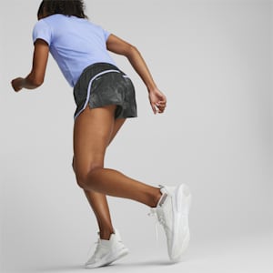Shorts estampados Run Favourite Velocity 3" para mujer, PUMA Black-Elektro Purple-AOP
